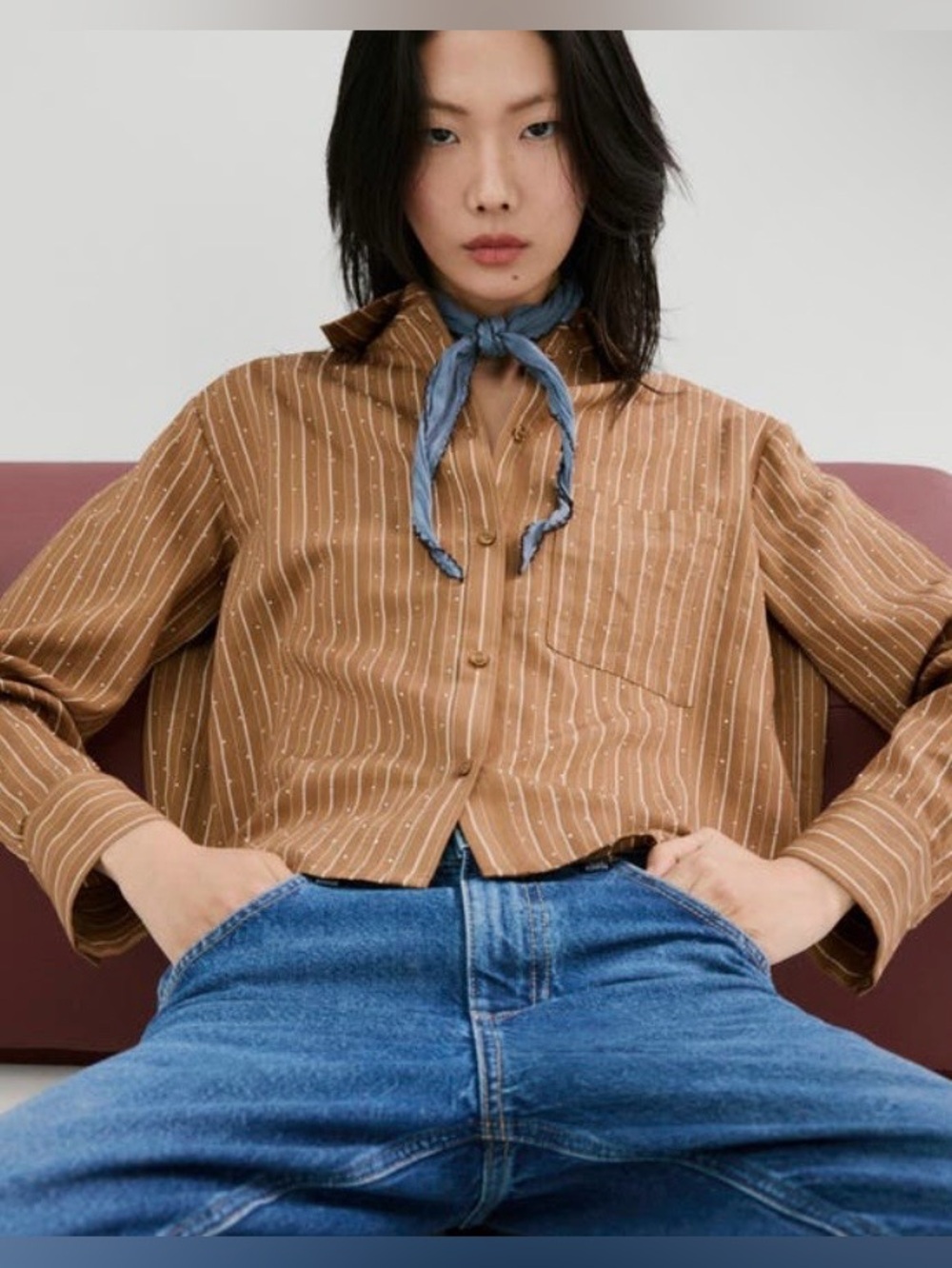 Mango Stripe Rhinestone Shirt - Picture 12 of 15